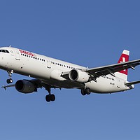 Buy canvas prints of Swiss Airlines Airbus A321 by David Pyatt