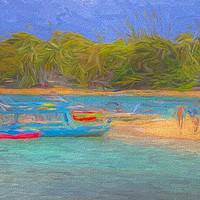 Buy canvas prints of Barbados Beach Summer Art by David Pyatt