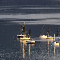 Buy canvas prints of Lake Mondsee Boats Panorama by David Pyatt