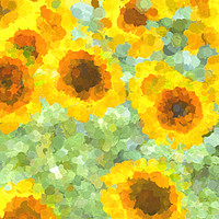 Buy canvas prints of Sunflowers Monet Style by David Pyatt
