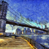 Buy canvas prints of Manhattan Bridge Van Gogh by David Pyatt