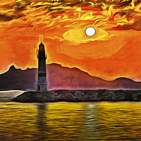 Buy canvas prints of Lighthouse Van Gogh Style  by David Pyatt