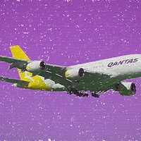 Buy canvas prints of Qantas Airbus A380 Graffiti  by David Pyatt