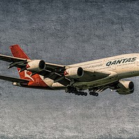 Buy canvas prints of Qantas Airbus A380 Metal by David Pyatt