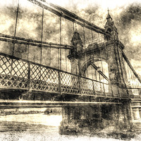 Buy canvas prints of Vintage Hammersmith Bridge London by David Pyatt