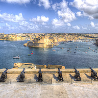Buy canvas prints of Saluting Battery Valletta Harbour  by David Pyatt