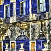 Buy canvas prints of Maltese House Mdina Van Gogh by David Pyatt