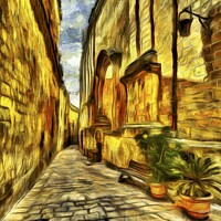 Buy canvas prints of Mdina Street Malta Van Gogh by David Pyatt