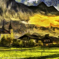 Buy canvas prints of Austrian Alps Church Panorama  by David Pyatt