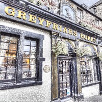 Buy canvas prints of Greyfriars Bobby Pub Snow Art by David Pyatt