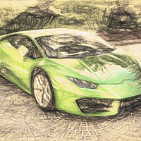 Buy canvas prints of Lamborghini Huracan Sketch Style by David Pyatt