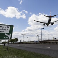 Buy canvas prints of Heathrow Flight Path Signage by David Pyatt