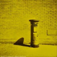 Buy canvas prints of Post Box Yellow Duochrome by Lee Osborne