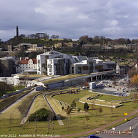 Buy canvas prints of Scottish Parliament and Calton Hill, Edinburgh by Lee Osborne