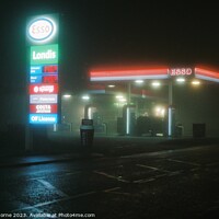 Buy canvas prints of Filling Station at Night by Lee Osborne