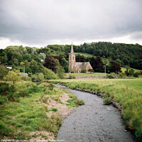 Buy canvas prints of Parish Church and River, Stow, Scottish Borders by Lee Osborne