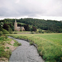 Buy canvas prints of Parish Church and River, Stow, Scottish Borders by Lee Osborne