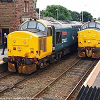 Buy canvas prints of Class 37s at St. Bees, Cumbrian Coast Line by Lee Osborne
