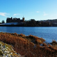 Buy canvas prints of Linlithgow Loch, Palace and Church - Winter Day by Lee Osborne