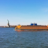 Buy canvas prints of Statue of Liberty and the Staten Island Ferry, New by Lee Osborne