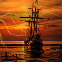 Buy canvas prints of ghost ship in a storm by sue davies