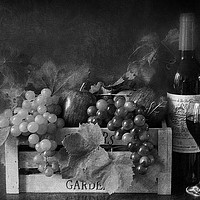 Buy canvas prints of crate of fruit and wine by sue davies