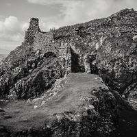 Buy canvas prints of The wonderfully isolated Dunscaith Castle on Skye by Stephen Maher