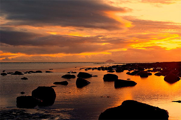 sunset and rocks Picture Board by jane dickie