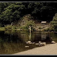 Buy canvas prints of The fly fisherman by jane dickie