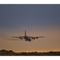 Buy canvas prints of American military aircraft landing Prestwick by jane dickie
