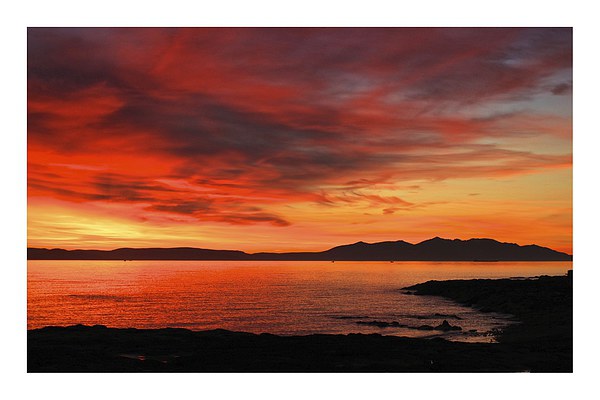 sunsetting over Arran Picture Board by jane dickie