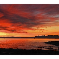 Buy canvas prints of sunsetting over Arran by jane dickie