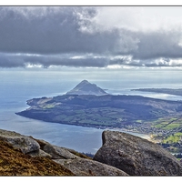 Buy canvas prints of climbing goatfell on Arran by jane dickie