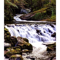 Buy canvas prints of  Autumn waterfall by jane dickie