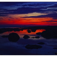 Buy canvas prints of  sunset reflection by jane dickie