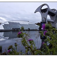 Buy canvas prints of  Thistle be the Falkirk wheel then by jane dickie