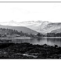Buy canvas prints of Brodick bay,Arran in mono by jane dickie