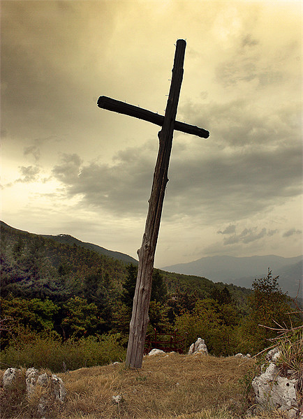 Ancient Timber Cross, Tuscany's Crown Picture Board by Graham Parry