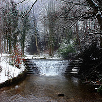 Buy canvas prints of Winterscape: Clywedog Waterfall's Frosty Grandeur by Graham Parry