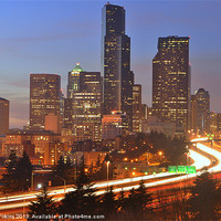 Buy canvas prints of Seattle by Night I by Oliver Firkins