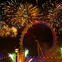 Buy canvas prints of LONDON EYE FIREWORKS by Clive Eariss
