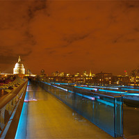 Buy canvas prints of Millennium Bridge Night Fall by Clive Eariss