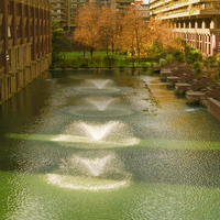 Buy canvas prints of Barbican London Fountains by Clive Eariss