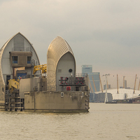 Buy canvas prints of The Thames Barrier In Late Sunshine by Clive Eariss