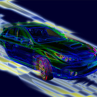 Buy canvas prints of Neon Subaru Impreza WRX STI by Brigitte Maenhout