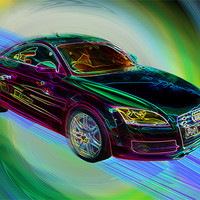 Buy canvas prints of Neon Audi TT Quattro by Brigitte Maenhout