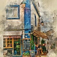 Buy canvas prints of The Albar Coffee shop in Alvor, Portugal,  by Brian Tarr