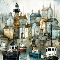 Buy canvas prints of Fishing village harbour by Brian Tarr