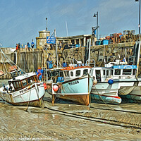 Buy canvas prints of Fishing boats at Newquay Cornwall. by Brian Tarr