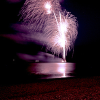 Buy canvas prints of  Fireworks out to sea by Elaine Pearson